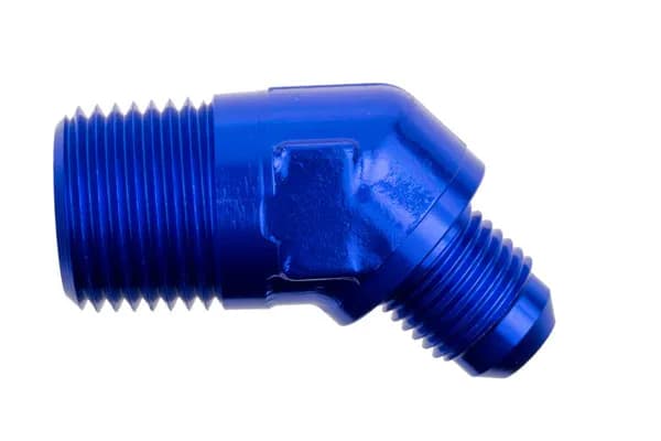06 45 Degree Male Adapter to 06 (3/8) Npt Male Blue