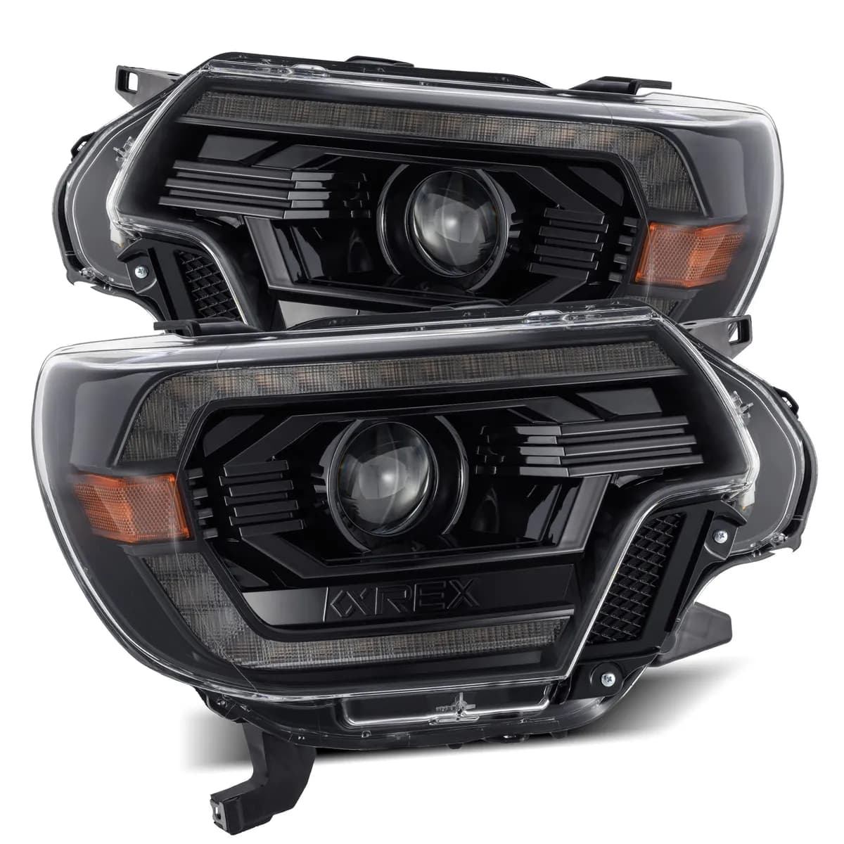 1215 Tacoma Luxxseries LED Projector Headlights Plank Style Alpha Black W/Drl