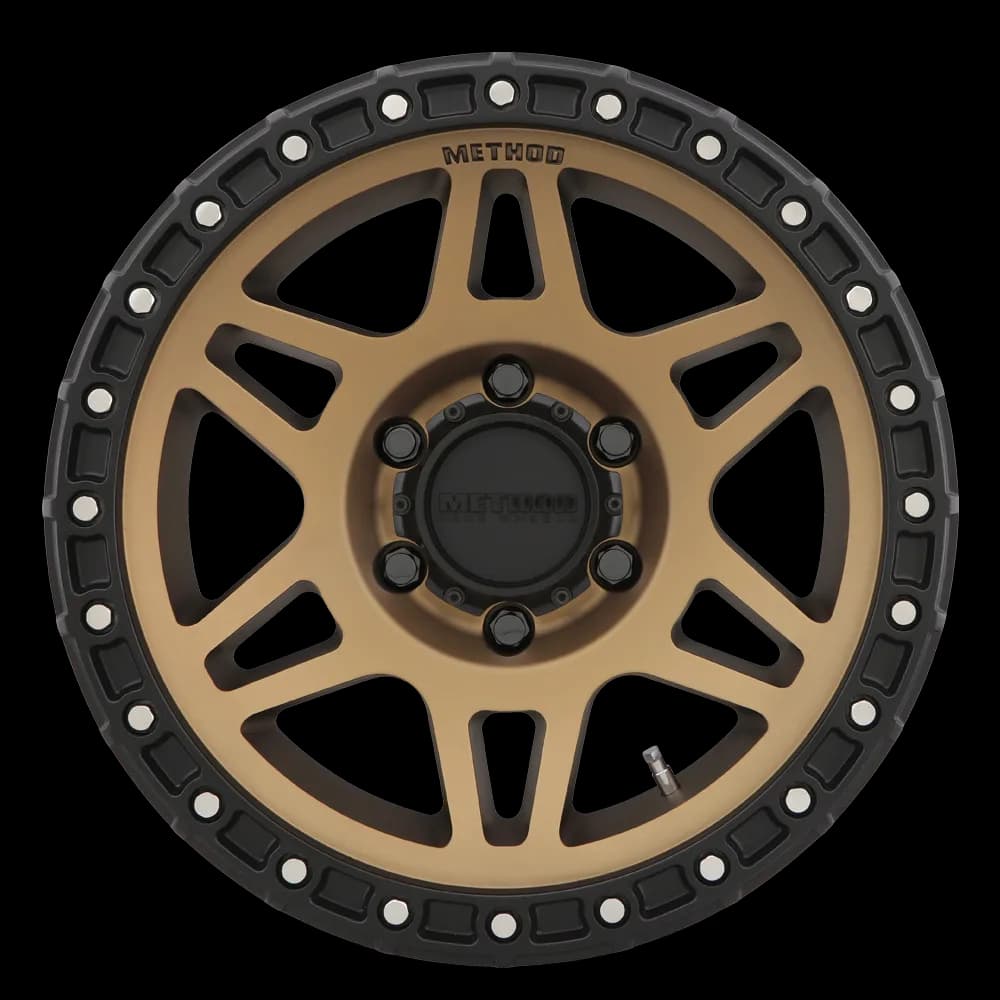 Aluminum Wheels 17x8.5 MR312 Bolt Pattern 5 On 150 Offset 0 Lip Size 0.98 Method Bronze BRZ Matte Black Lip Method