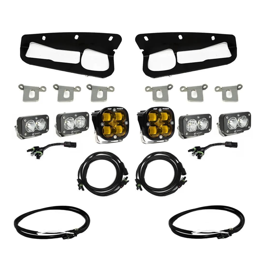 Baja Designs Squadron SAE/Dual S2 Sport Bumper Amber Fog Pocket Light Kit w/ Upfitter - Bronco 2021+