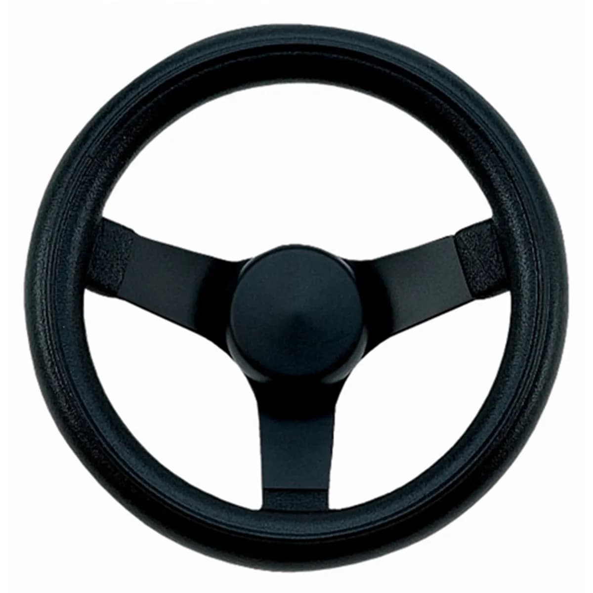 Classic Wood Steering Wheel; 10 1/4 in. Diameter; 2 1/2 in. Dish; Black Cushion Grip; Black 3-Spoke Design;