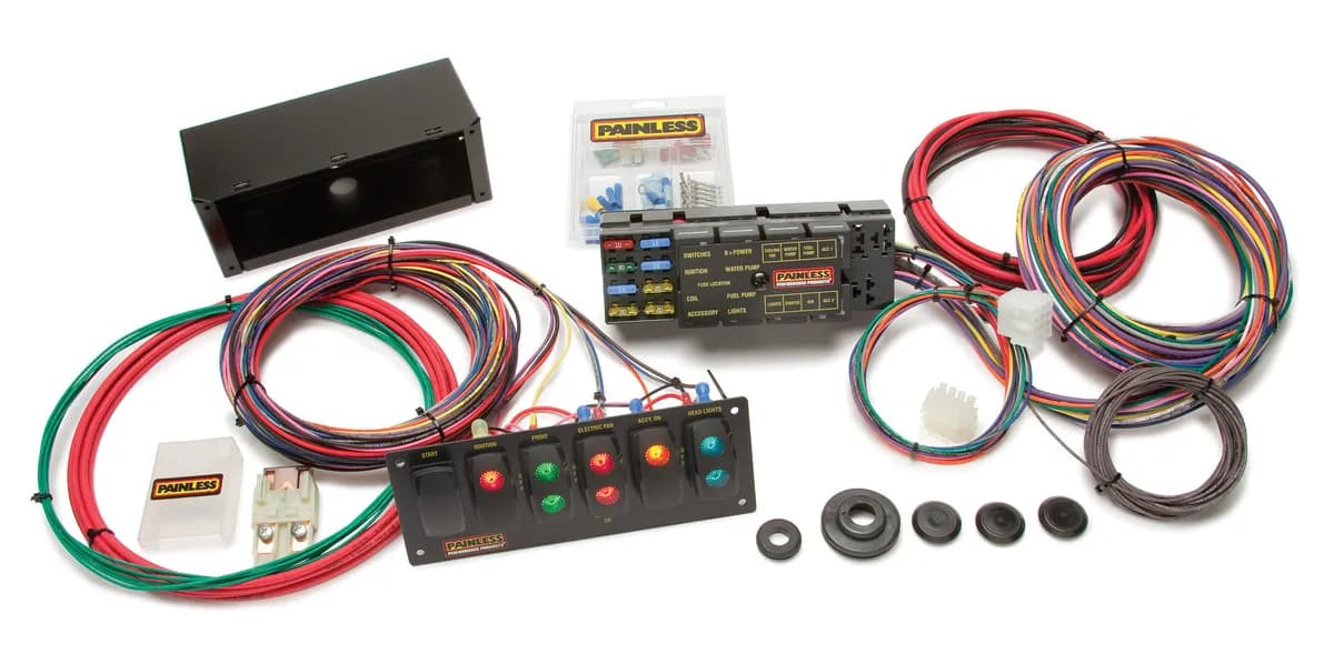 10 Circuit Race Only Chassis Harness/Switch Panel Kit; Kit Incl. PN[50001] Plus 6 Switch Contour Rocker Panel;
