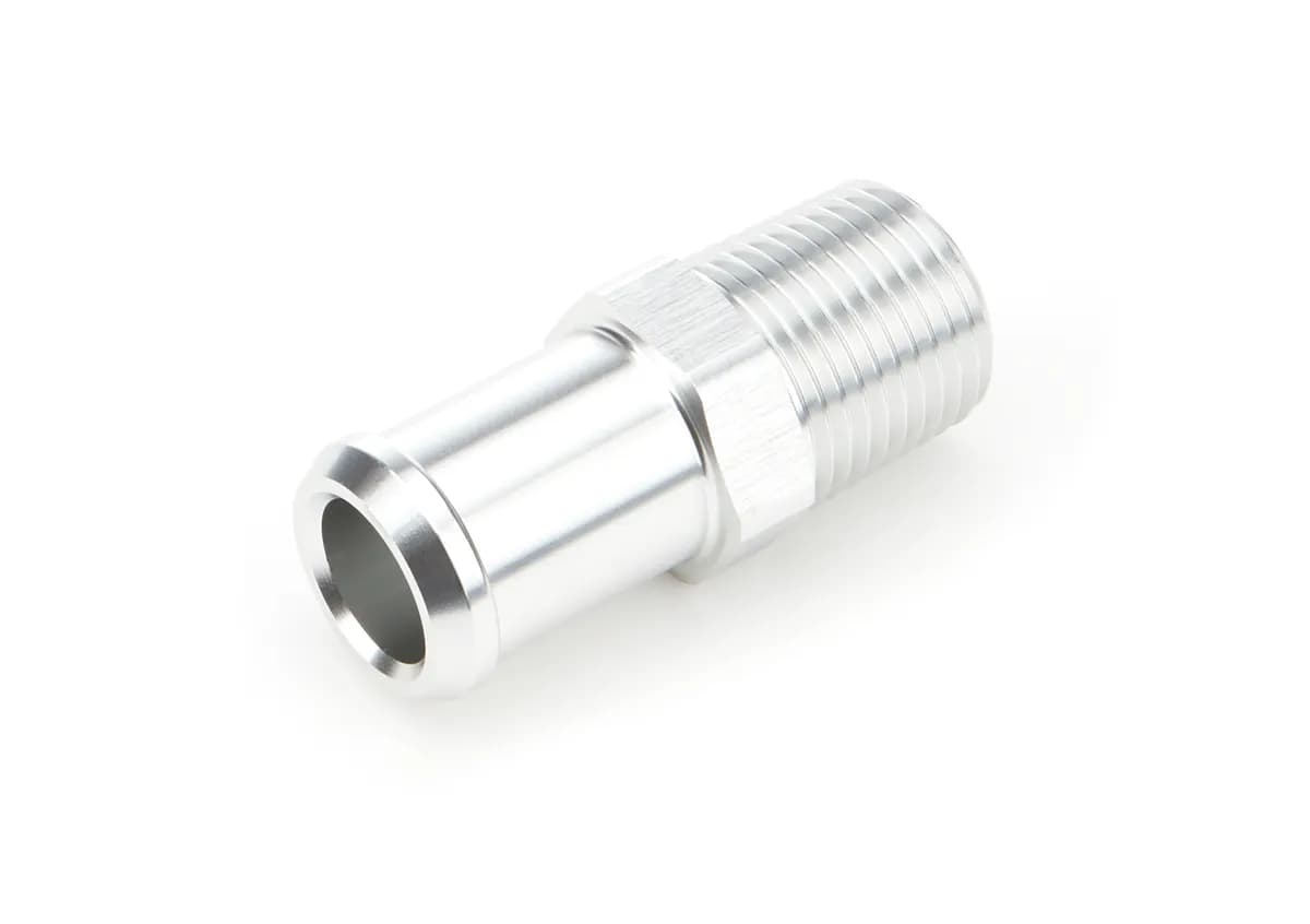Edelbrock 8184 Heater Hose End Fitting - Straight with 1/2 NPT and 3/4 Barb.