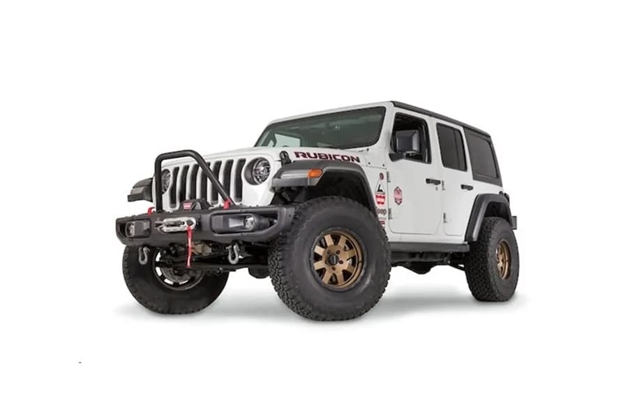 WARN - This "stinger" bolts to the factory steel bumper on a Jeep Wrangler JL or Gladiator JT. The 2-in diameter tube provides a rugged style and extra front