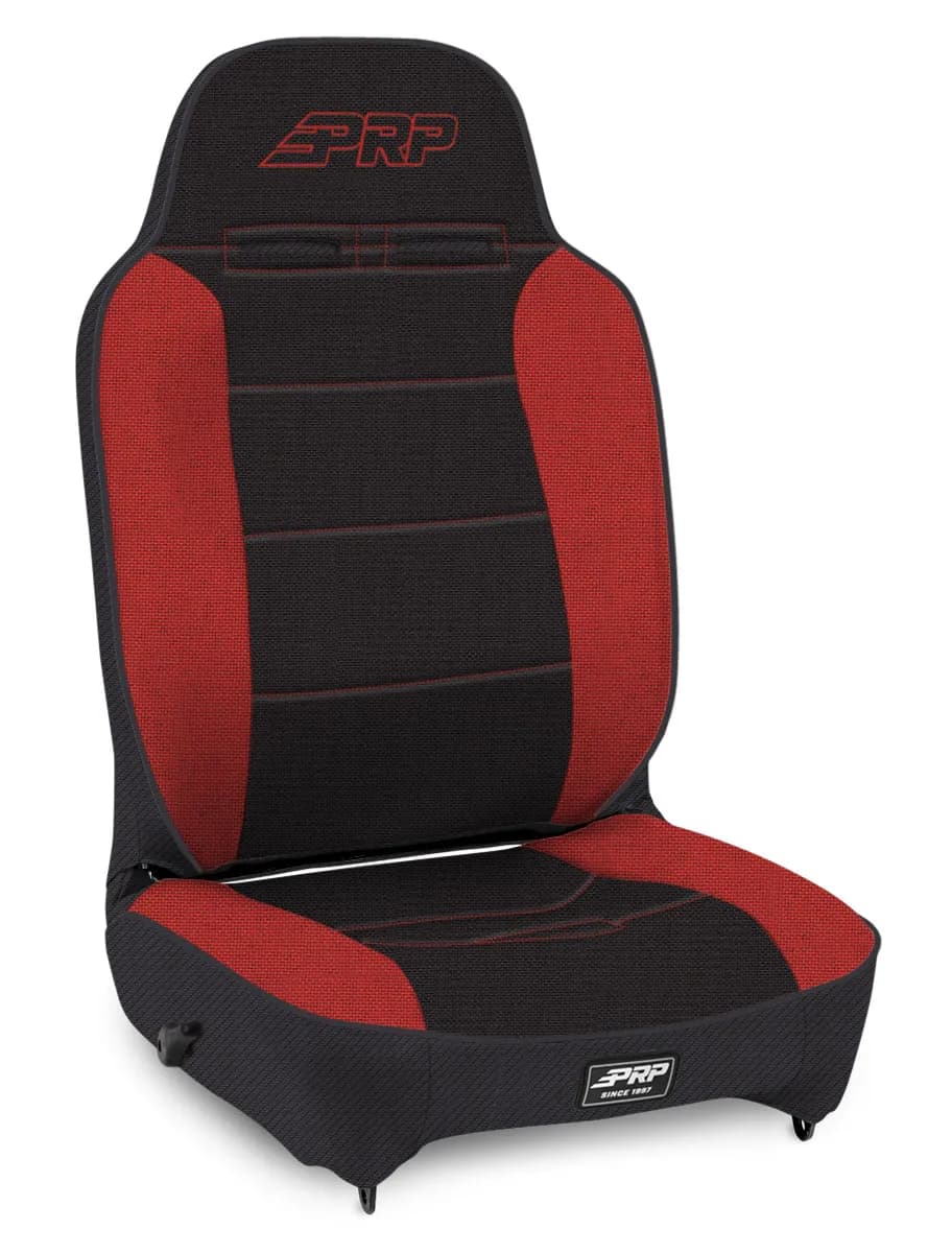 Enduro High Back Reclining Suspension Seat Driver Side Black and Red PRP Seats