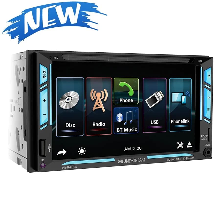 2din Aptix Source Unit W/Phonelink Bluetooth & 6.2in Lcd RGB Light Strips