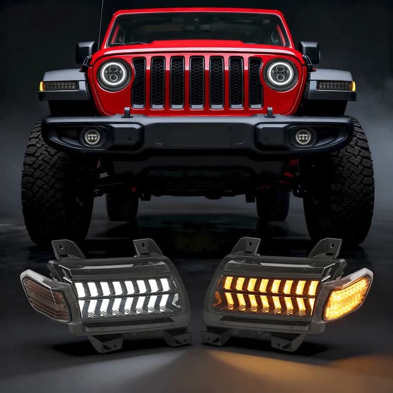 LED Turn Signal Lights with DRL & Side Marker for 2018-2025 Jeep Wrangler JL Sport Jeep Willys Sport