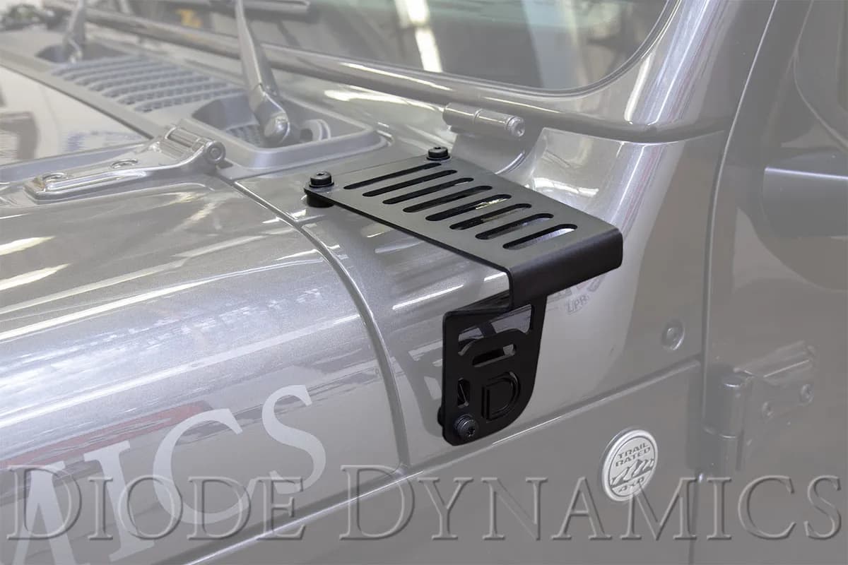 Diode Dynamics - Cowl Mount LED Bracket Kit for 2018-2024 Jeep JL Wrangler/Gladiator