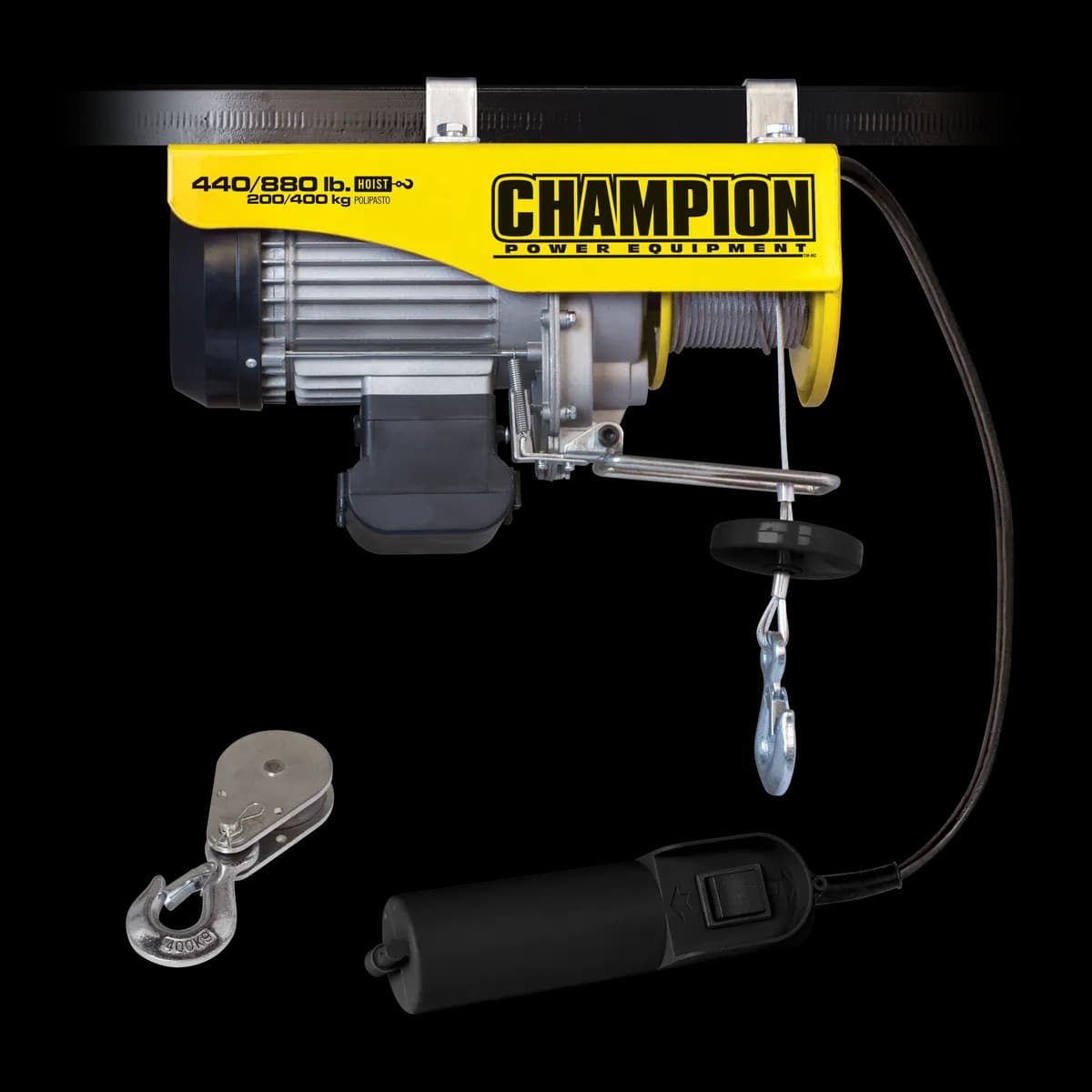 Electric Hoist W/Remote Control And Pulley Hook