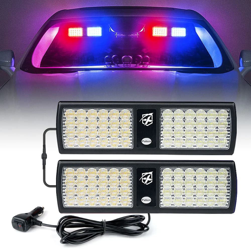 Xprite Dual Windshield Sun Visor Strobe Lights – LED Emergency Warning Light Bar | Agent Series