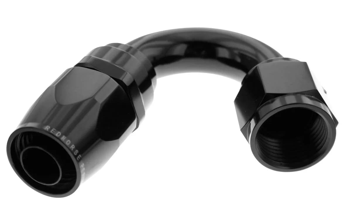 06 150 Degree Female Aluminum Hose End Black