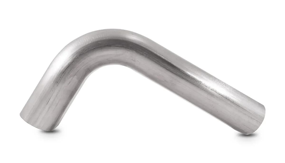 90 Degree Stainless Steel Bend; 3 in. Nominal Tube Size; 3.5 in. Centerline Radius; 6 in. Leg Length 1; 6 in. Leg Length 2; Vertical; Oval;