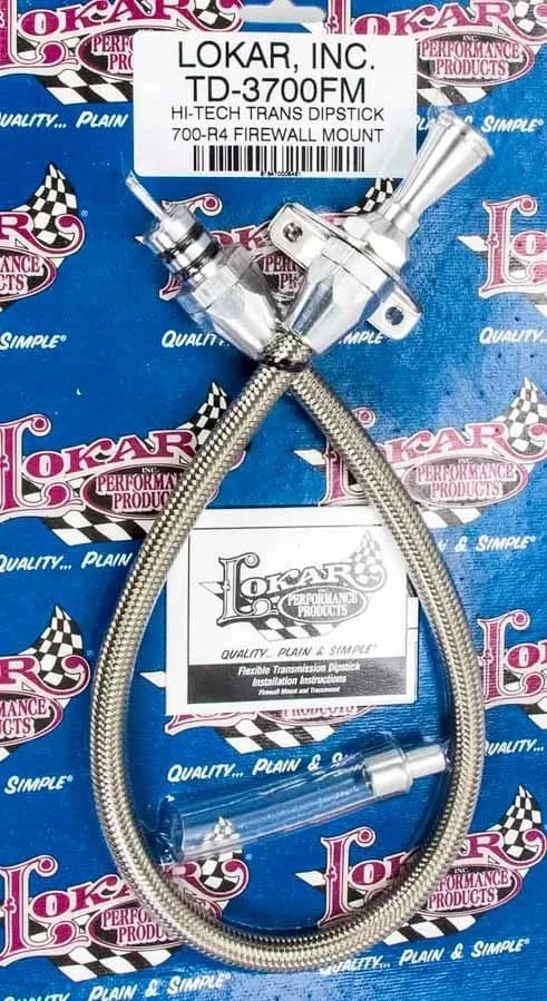 Hi-Tech Flexible Braided Transmission Dipstick; 24 in.; Firewall Mount; Incl. Flexible Inner Dipstick/Funnel Adapter/Braided Stainless Outer Housing; Stainless Steel Finish;