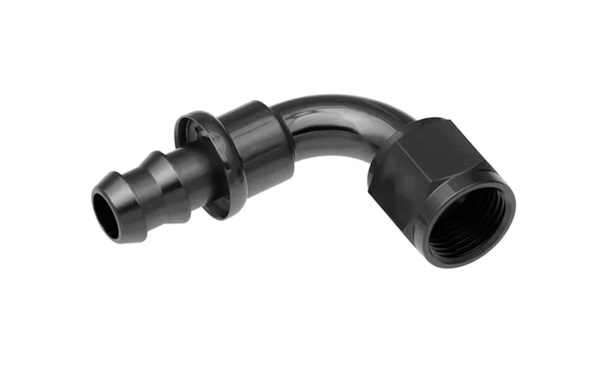06 90 Degree An/Jic Hose End Push Lock Black