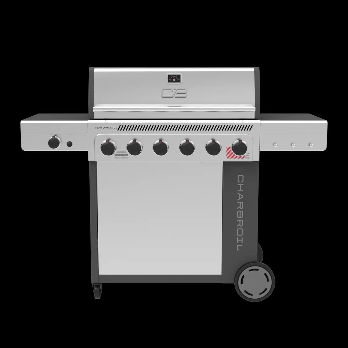 Performance Series Flavormax 6 Burner Gas Grill Cabinet W/Sear Burner And Side Burner Gray Stainless