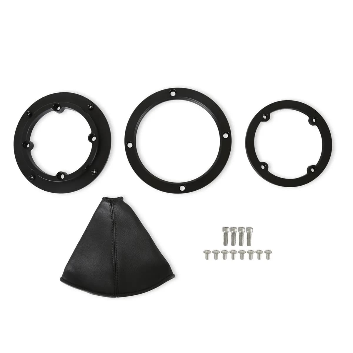 Universal Billet Shifter Boot & Bezel Round Black Finish