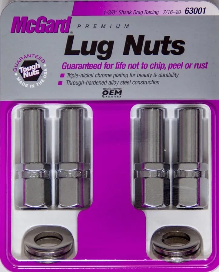 Hex Lug Nut 7/1620 Drag Racing Ctr Washer Xlng 1.365 in Shk 13/16 Hex 2.475