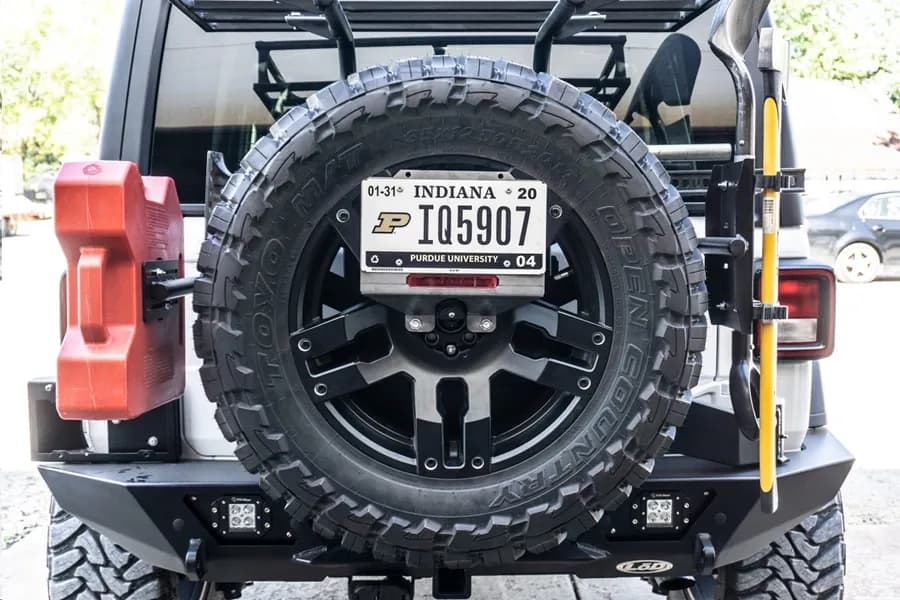 JL Destroyer Spare Tire License Plate Relocation Kit (Black Powder Coated)