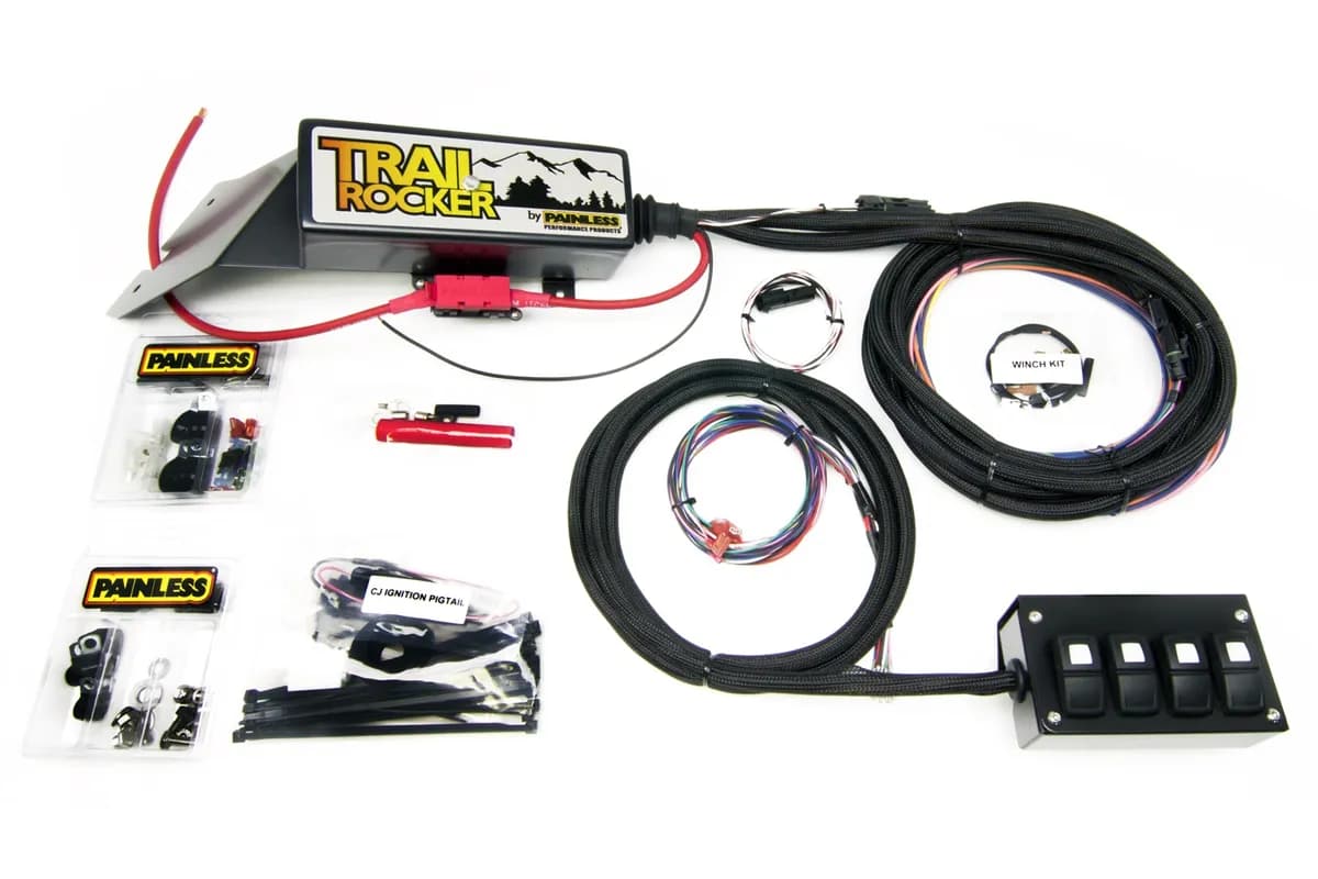 Trail Rocker System Kit; Overhead 4 Switch Box; Incl. Switches/Fuse/Relay Center/Switch Control Pigtail/Ignition Pigtail/Hardware/Power And Ground Terminal Kit;
