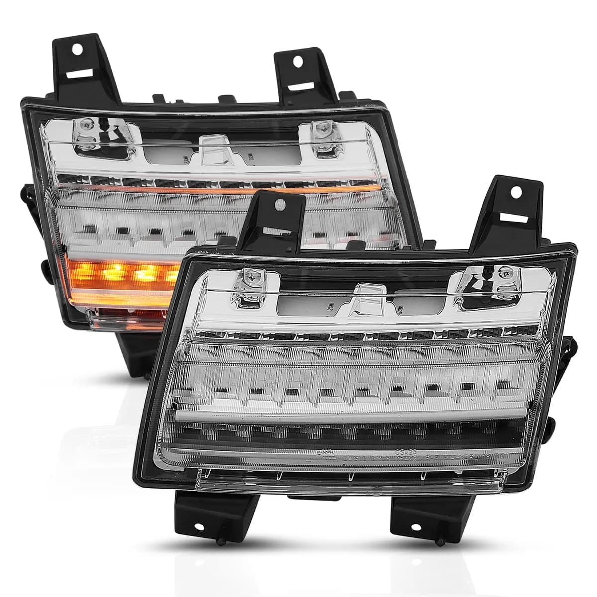 Side Marker Light Assembly; LED; Chrome Clear; w/Sequential Signal; Pair;