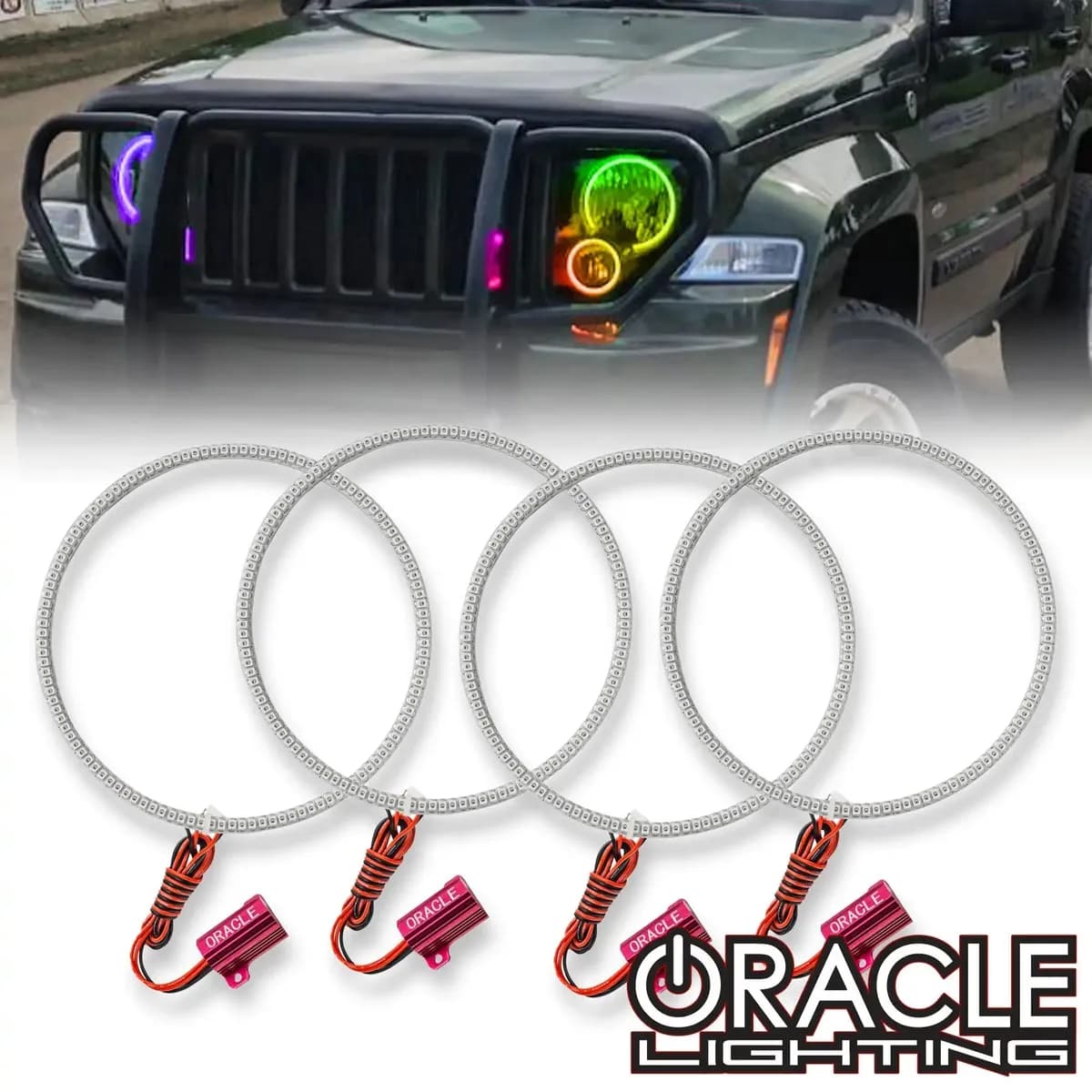 Oracle Lighting 2008-2013 Jeep Liberty LED Headlight Halo Kit - Smd / Colorshift - W/2.0 Controller