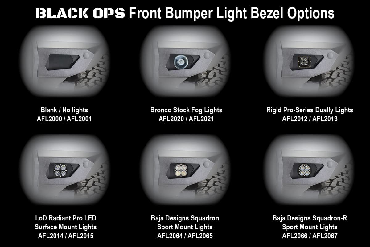 2021+ Bronco Black Ops Bronco Stock Fog Light Front Light Bezel (pair) (Black Powder Coated) product image
