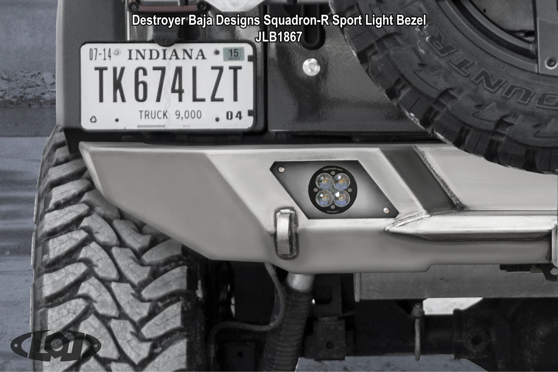Destroyer Rear Light Bezel, Fits Baja Designs Squadron Lights (Black Powder Coated) product image