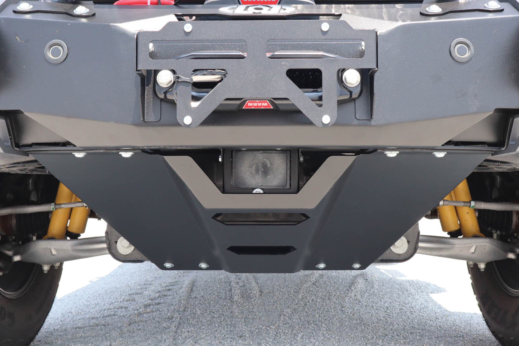 LoD Offroad 2021+ Bronco Black Ops Front Bumper Acc Sensor Relocation Kit (Acc Mounting Bracket & Skid Plate Set) (Black Powder Coated)