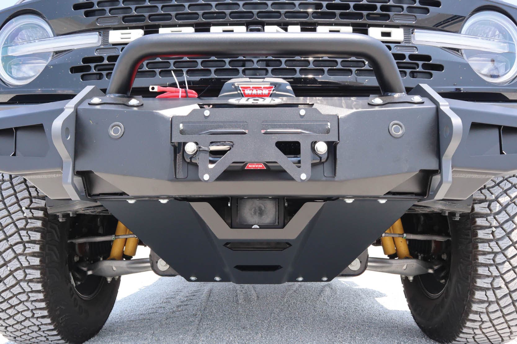 2021+ Bronco Black Ops Front Bumper Acc Sensor Relocation Kit (Acc Mounting Bracket & Skid Plate Set) (Black Powder Coated) product image