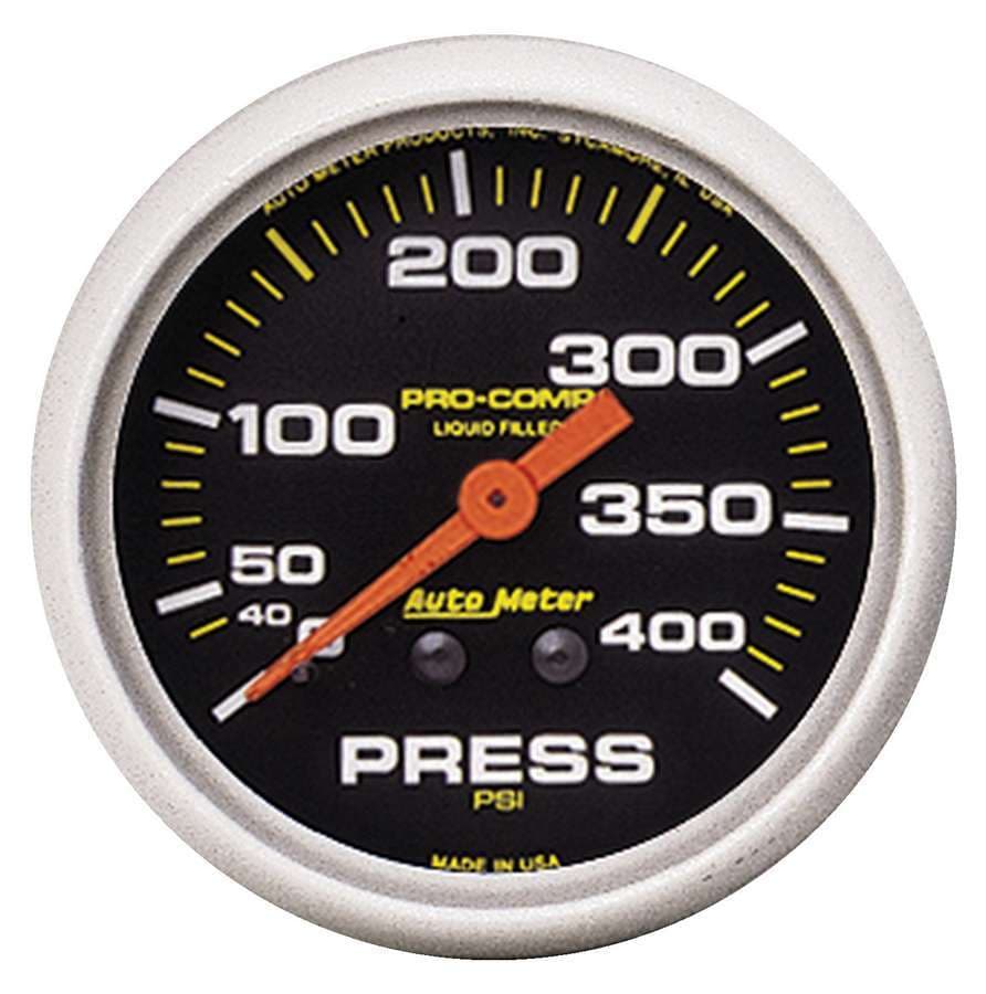 AutoMeter Gauge, Pressure, 2 5/8", 400psi, Liquid Filled Mech, Pro-Comp