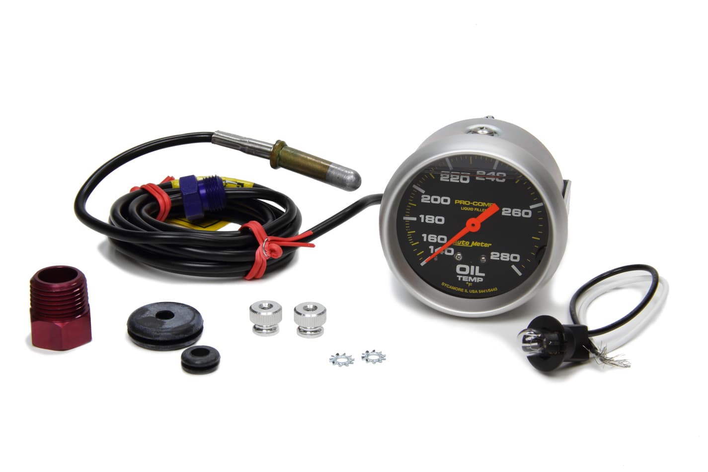 AutoMeter Gauge, Oil Temp, 2 5/8", 140-280?F, Liquid Filled Mech, Pro-Comp