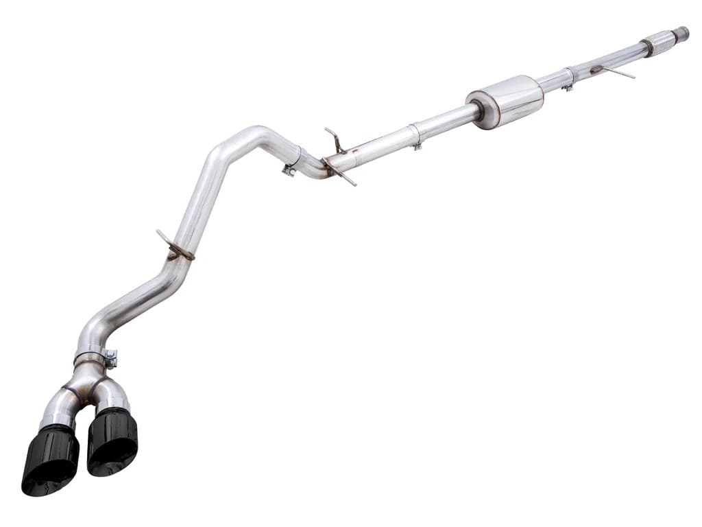 AWE 0FG Catback Dual Side Exit Exhaust for 4th Gen Silverado/Sierra 1500 5.3L (Flat Bumper) - Diamond Black Tips product image