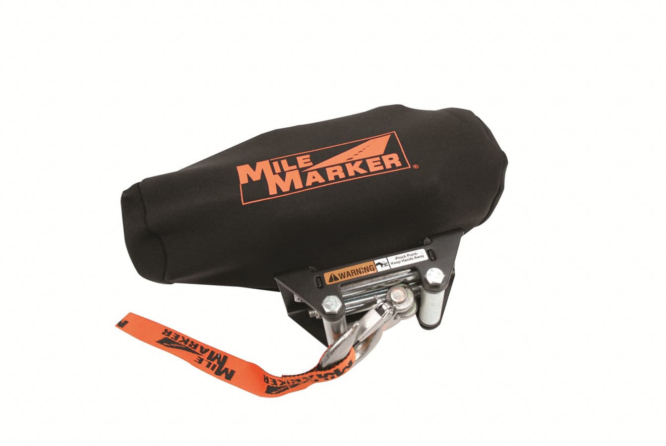 Mile Marker Winch Cover Fits 2500 - 3500 LB Electric Winches Black w/Logo Mile Marker