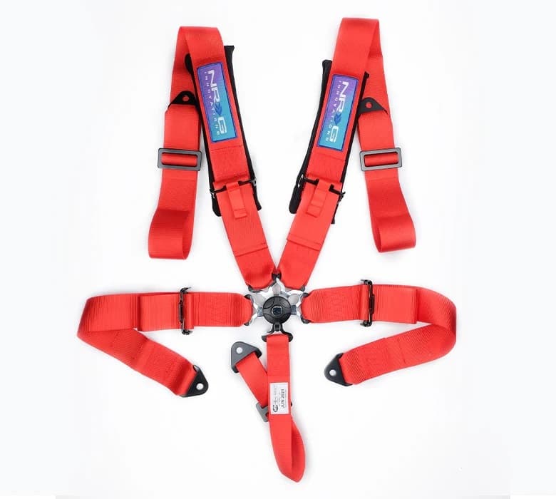 NRG Innovations Harness 5pt Camlock Red w/Pads SFI 16.1