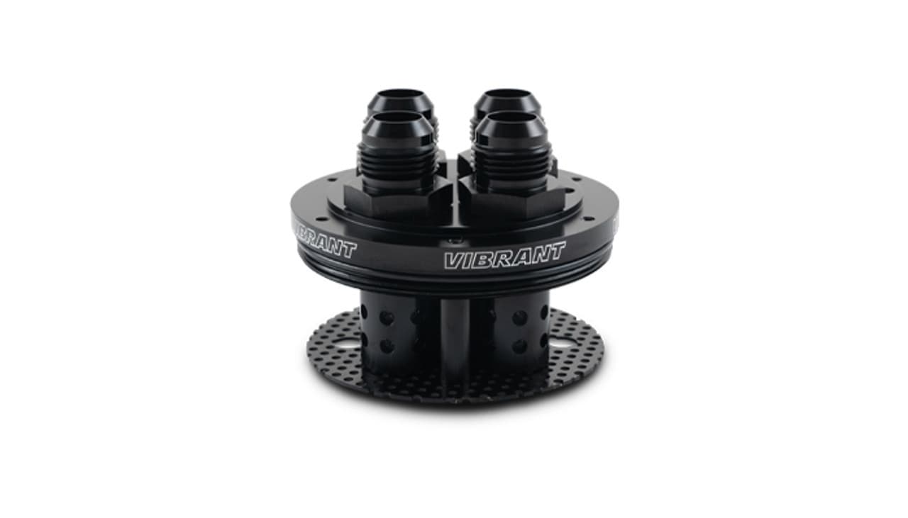 Vibrant Performance Oil Catch Can Lid; Aluminum; Black Anodized; 4 Port Assembly;