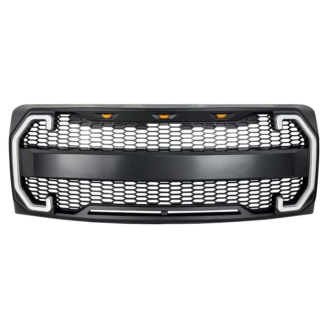 Raptor Style Mesh Grille W/ DRL & Turn Signal Lights - Matte Black For 2009-2014 Ford F150 product image