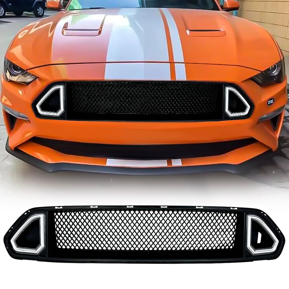 Front Mesh Upper Grille W/ LED DRL Turn Signal Light For 2018-2021 Ford Mustang| In Stock On Apr 15 product image