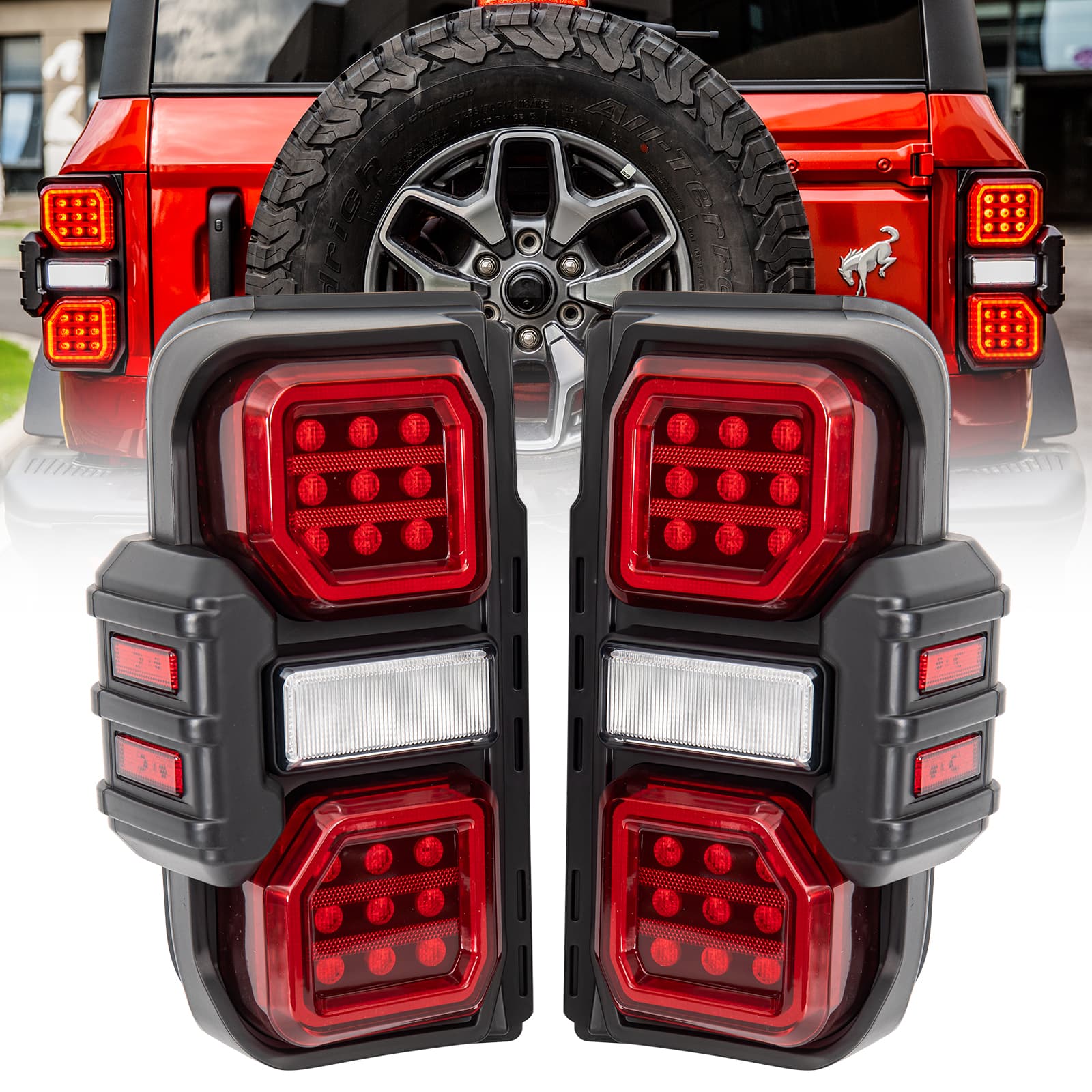 American Modified Amfmec00202 Raptor Style LED Tail Lights - Black Housing - Red Lens product image