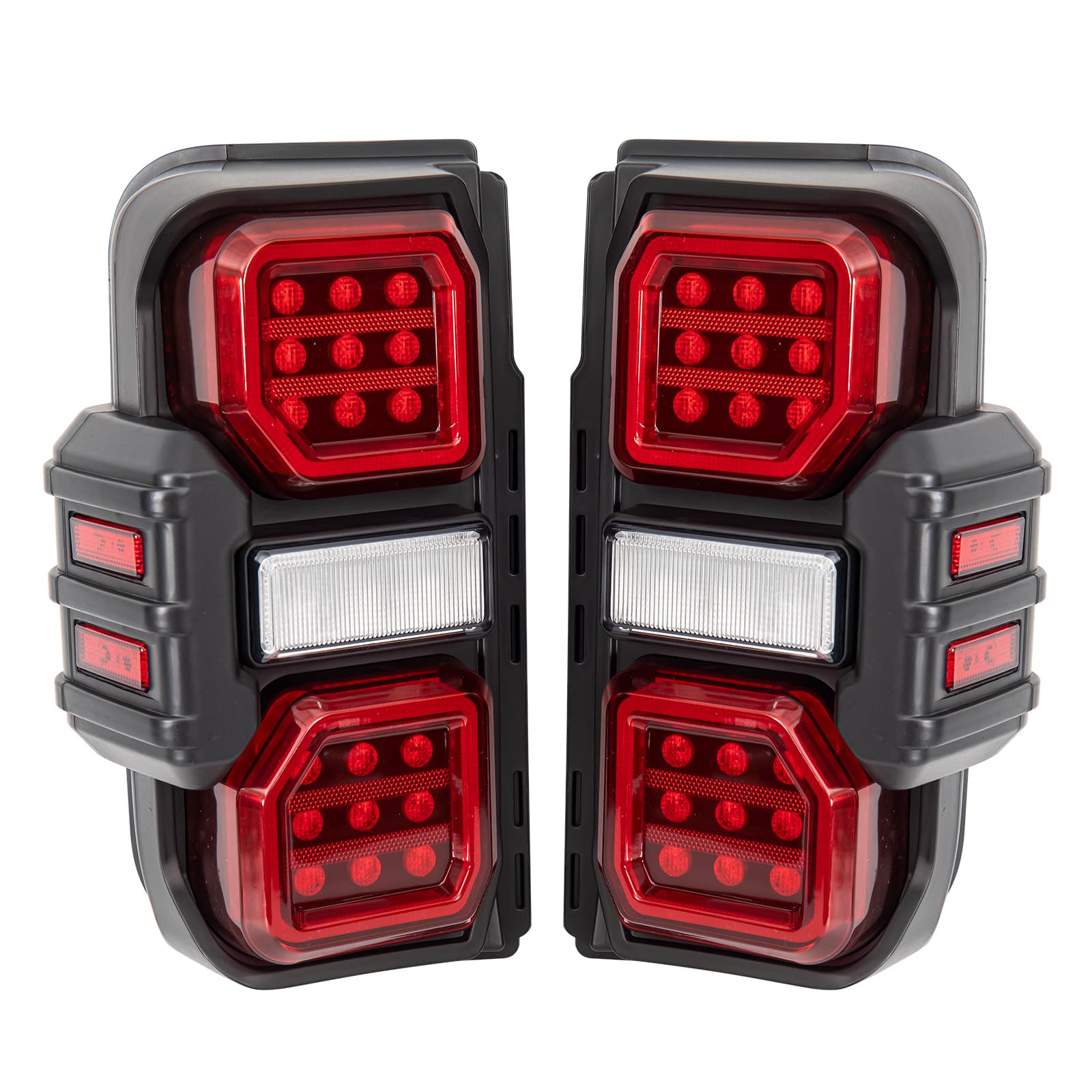 American Modified Amfmec00202 Raptor Style LED Tail Lights - Black Housing - Red Lens product image