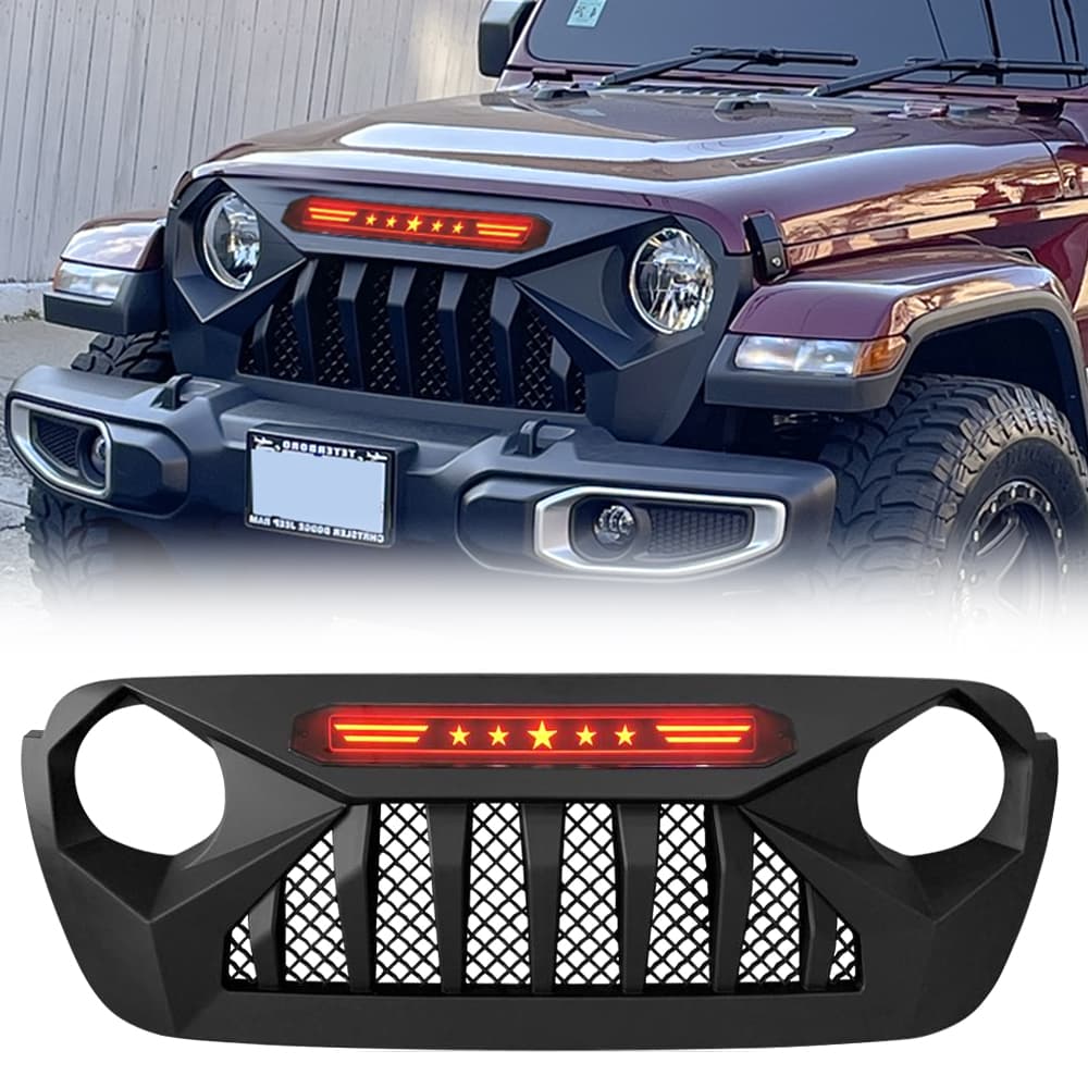 American Modified Amjpca00110 Demon Grille With Red 5 Star LED Lights Bar product image