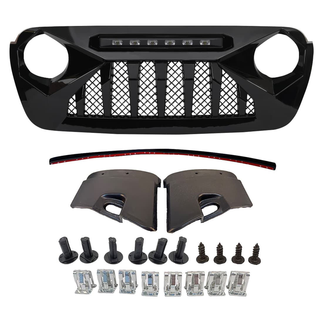 American Modified Amjpca00117 Demon Grille w/ LED Off-Road Lights, Glossy Black product image