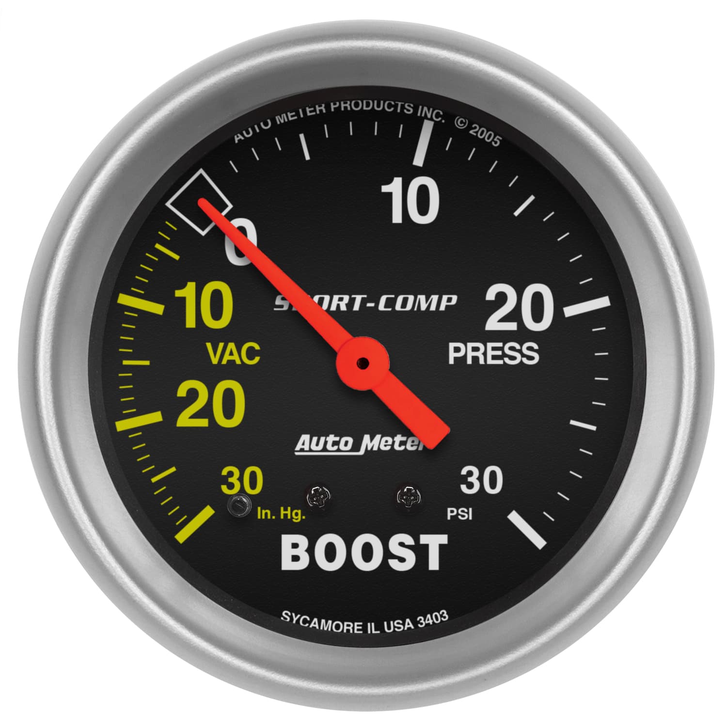 Gauge, Vac/Boost, 2 5/8", 30inHg-30psi, Mechanical, Sport-Comp product image
