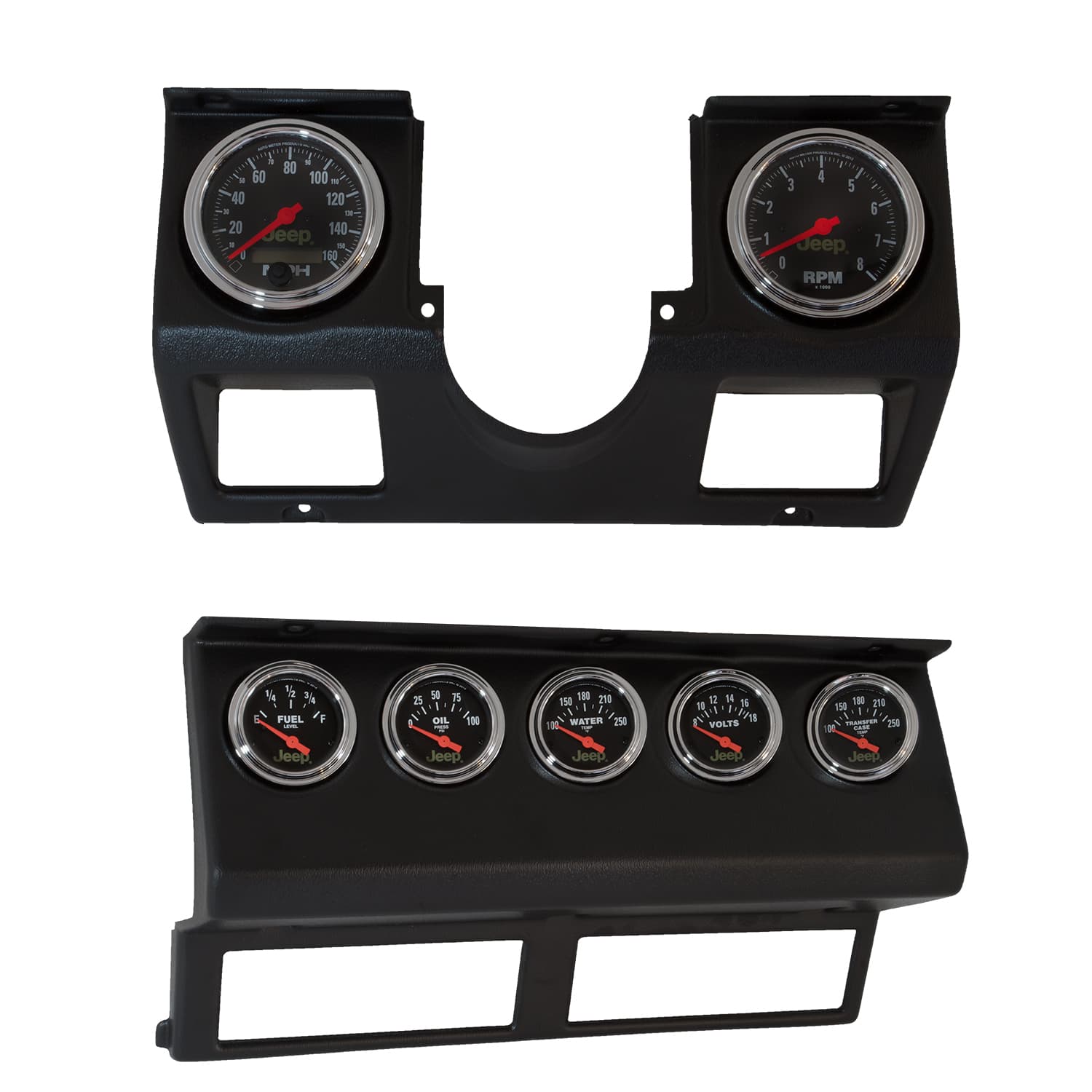 AutoMeter Gauge Kit, 7 pc, Wrangler (YJ) 87-96, TACH/MPH/FUEL/OILP/WTMP/VOLT/TRANS, Jeep