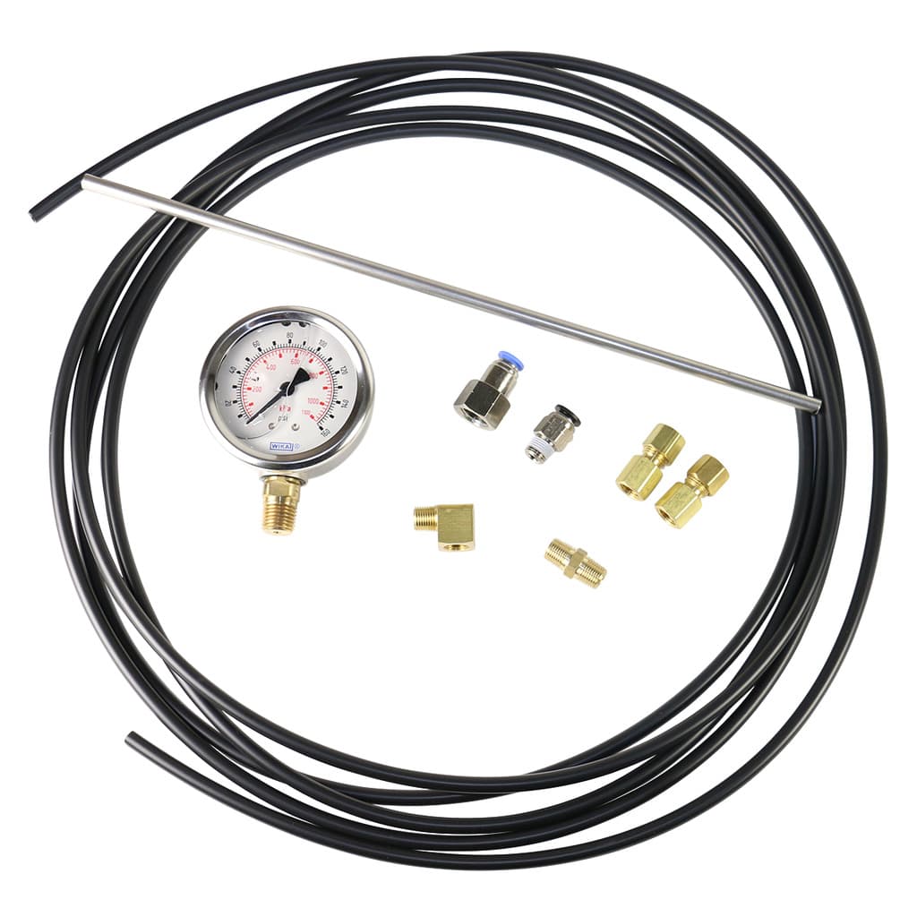 BD Diesel Back Pressure Gauge Kit; 160 PSI; Liquid Filled; For Butterfly Style Exhaust Brakes; Incl. Gauge/Hose/Fittings/Tubing;