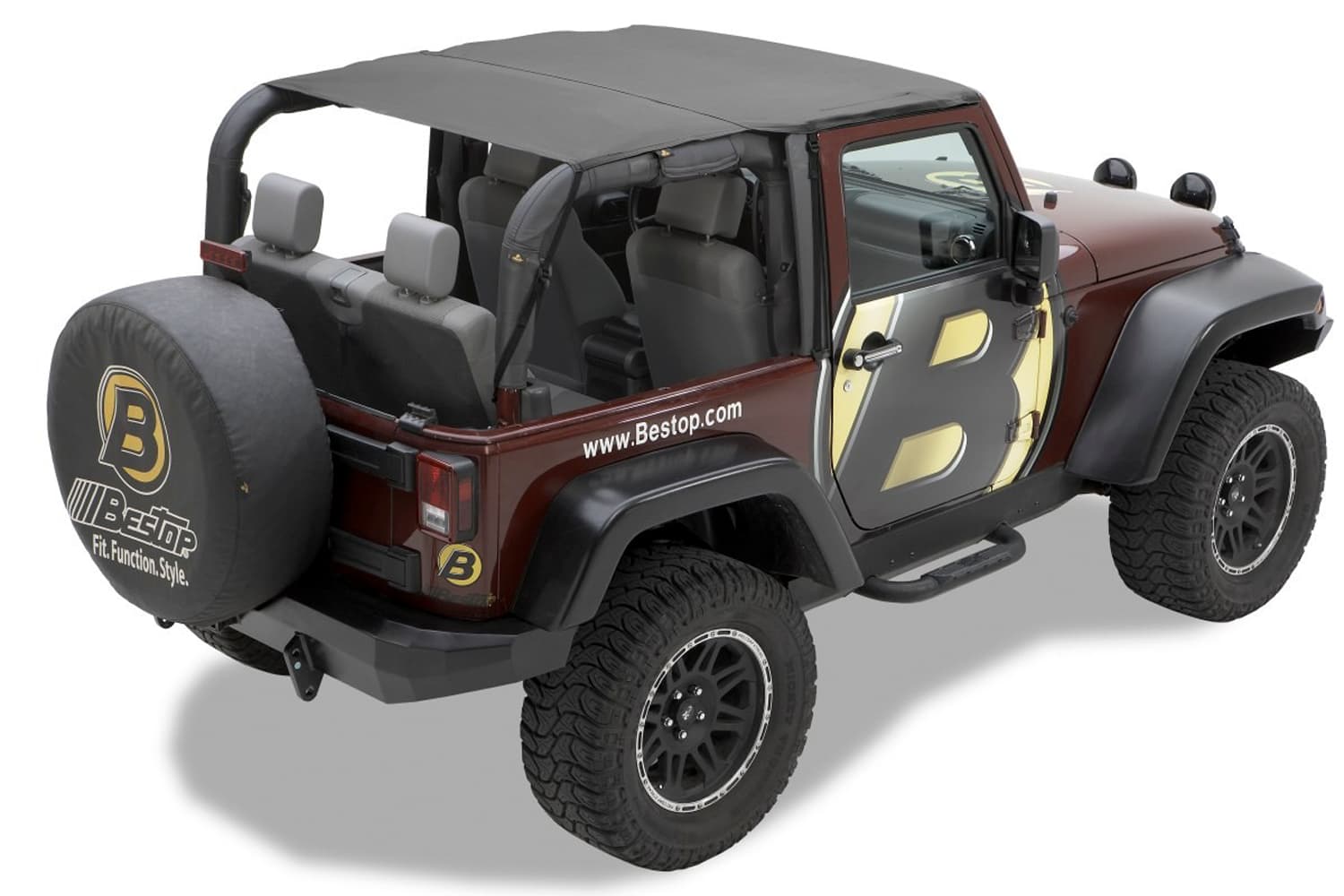 Jeep Bikini Top Header Safari Bikini Tops For Jeep 2010-2018 Wrangler JK 2 Door Black Diamond Fabric Bestop product image
