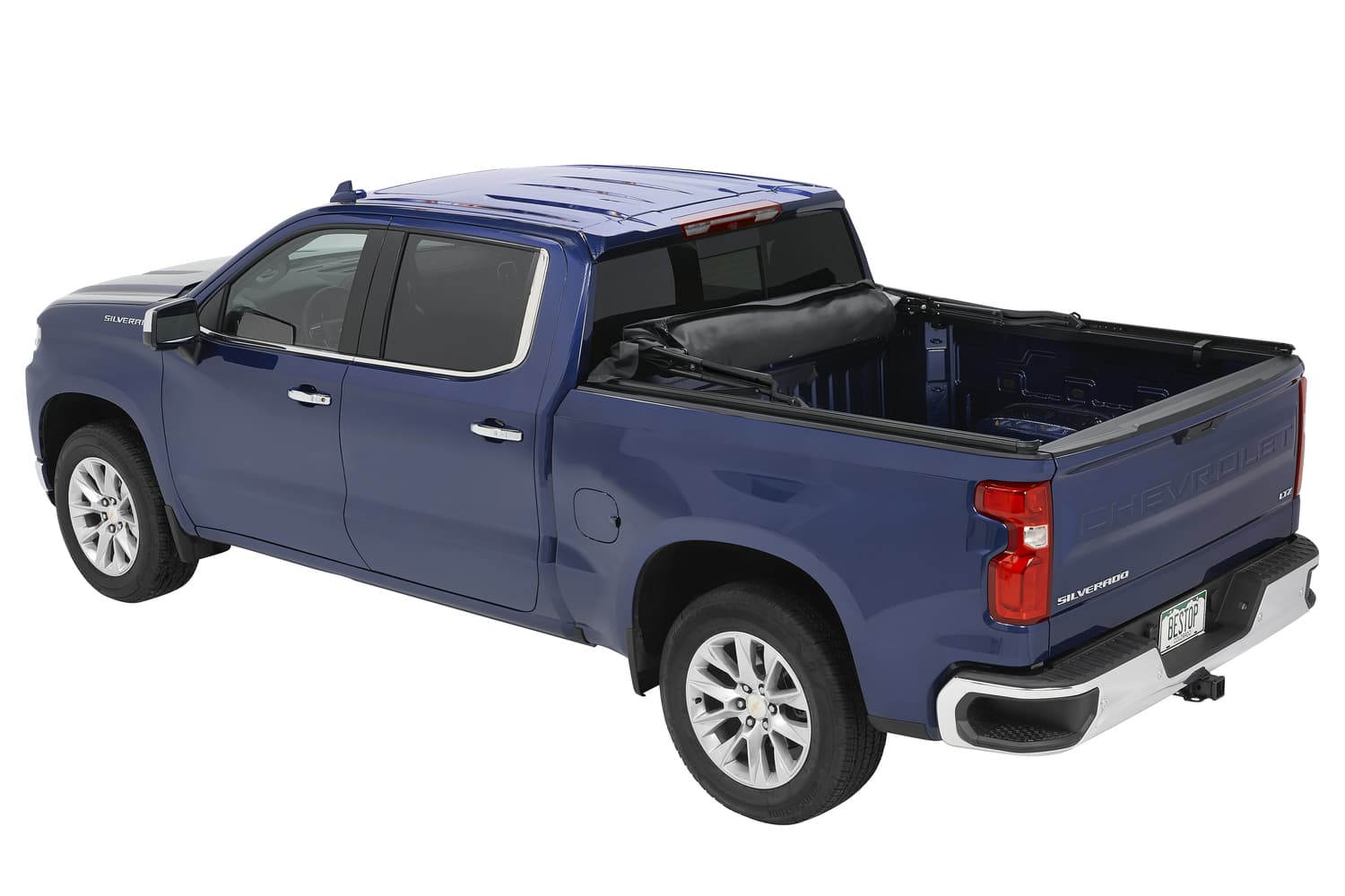 Supertop Truck Bed Cap 2 For Chevy/GMC 2019-2024 Silverado/Sierra 1500 5.8 Foot Black Diamond PVC Coated Sailcloth No Drill Bestop product image