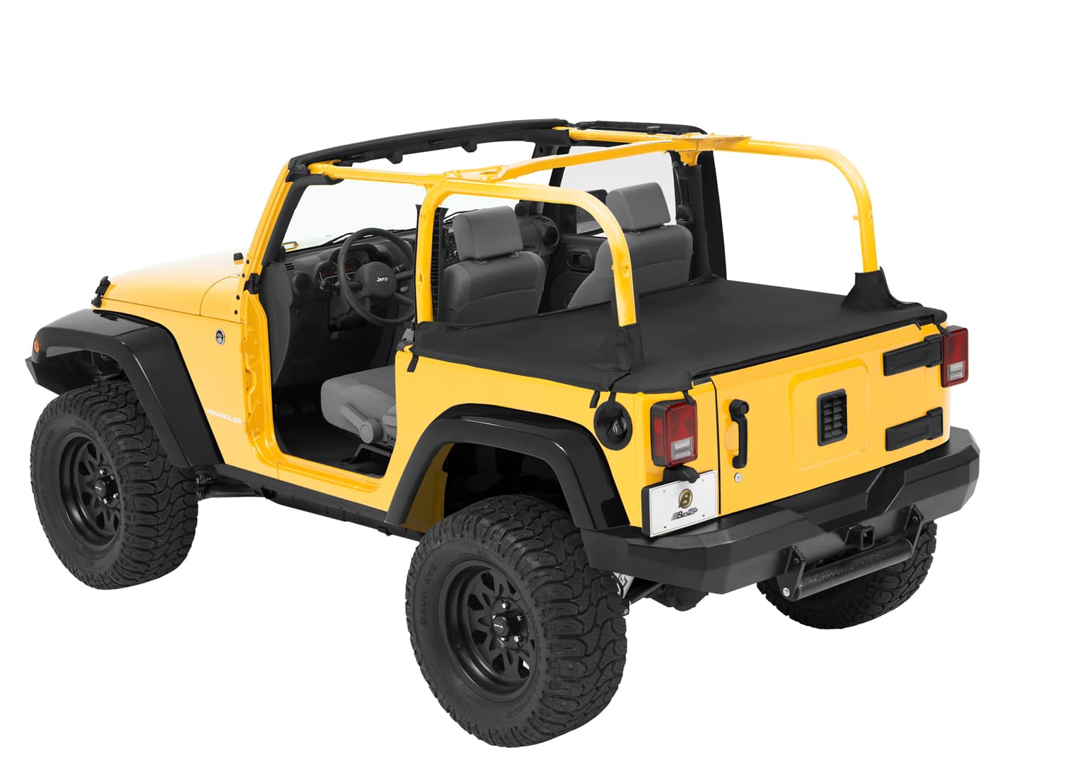Cargo Deck Covers For Jeep 2007-2018 Wrangler JK 2 Door Factory Soft top Removed No Belt Rail Channels Black Diamond Bestop product image