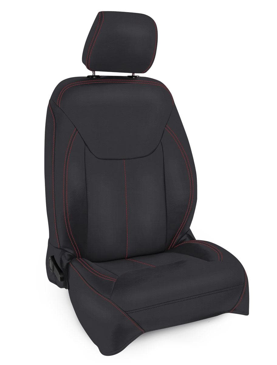Front Seat Covers for 13-18 Jeep Wrangler JK 2 Door or 4 Door Pair Black with Red Stitching PRP Seats product image