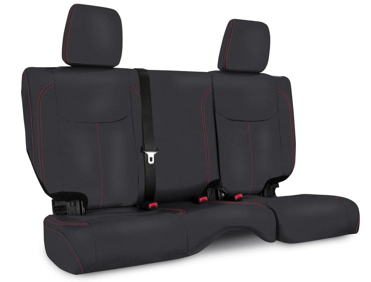 Rear Seat Cover for 13-18 Jeep Wrangler JK 2 Door Black with Red Stitching PRP Seats product image