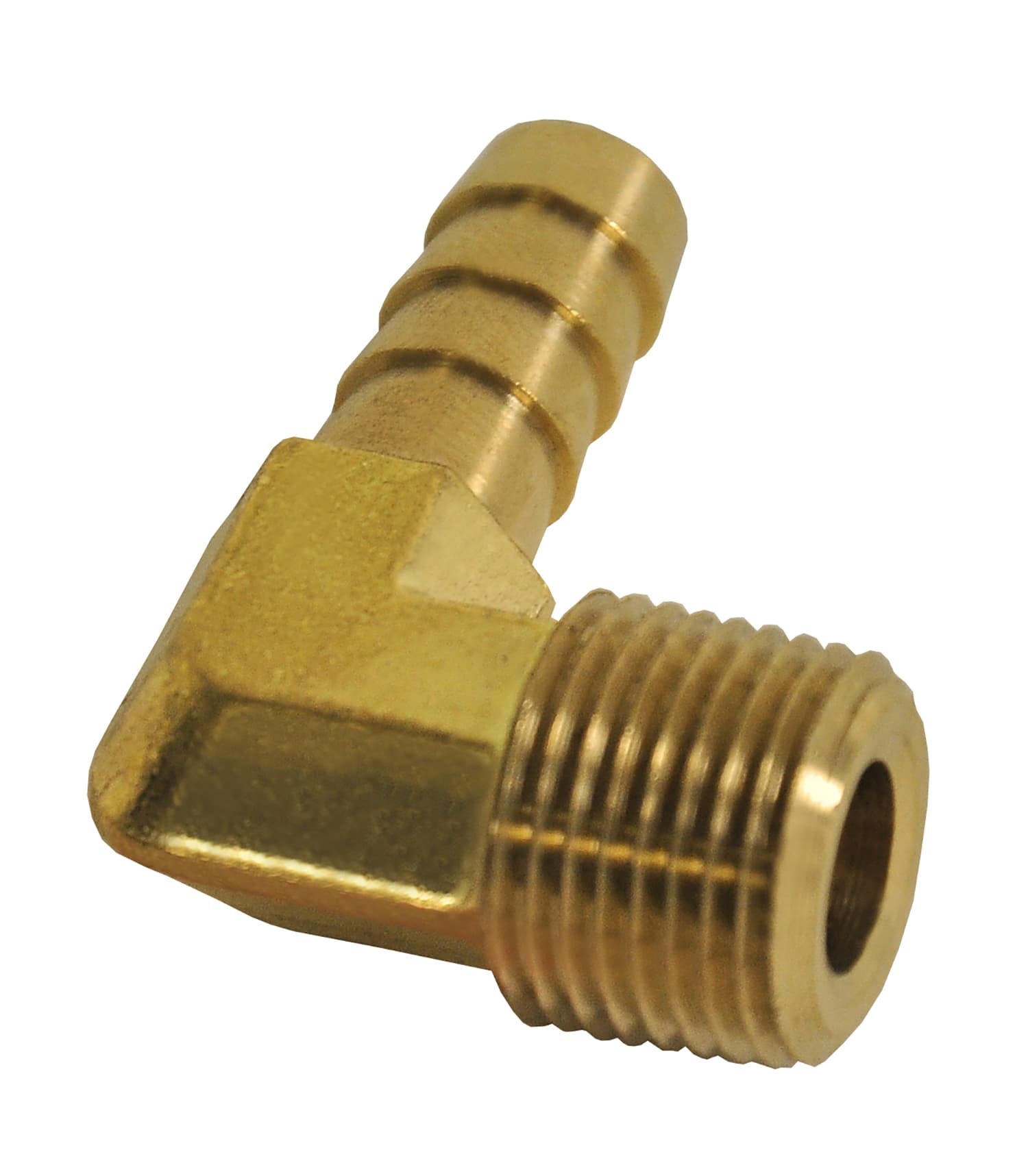 Derale 3/8in NPT Male x 3/8in Barb 90 Degree Hose Fitting